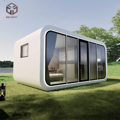 Rüzgar geçirmez Prefab Glamping Pods Alüminyum Kapsula Elma Konteyner Evi