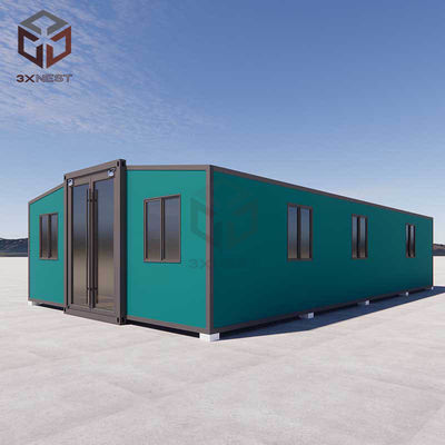 72m2 SPC zemin lüks genişletilebilir ev konteyner yangın geçirmez panel ve borular