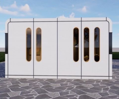 Bir yatak odası Apple Kapsülü Evi 12KW Hazırlanmış Pod Özel