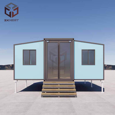 Balkonlu çift kanatlı konteyner evi Plywood Flooring Rock Wool Sandwich Panel