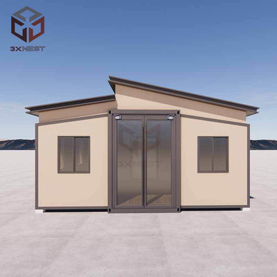 Çift Kanatlı Katlanabilir 20ft Konteyner Kutusu Sandviç Panel Çatı ile Ev