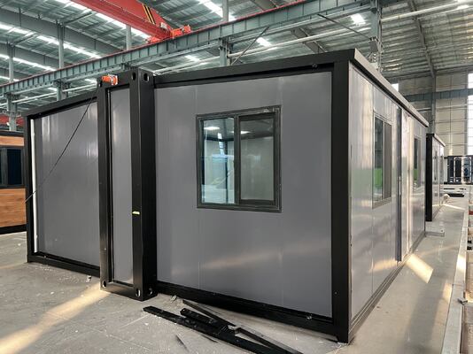 Fireproof Grade A Prefab Folding House with Fully Galvanized Side Frame and Small Twin Wing Extension Room