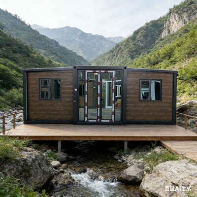 Tamamen galvanize edilmiş katlanabilir 20ft konteyner, termal ve ses yalıtımı ve çok yönlü yaşam için özelleştirilebilir teras