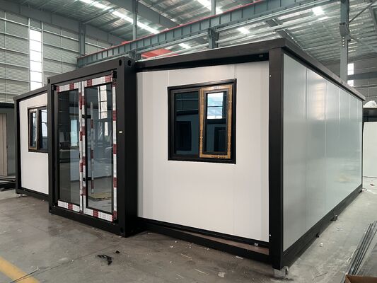 Tamamen galvanizli yan çerçeve katlanabilir 20ft konteyner özelleştirilebilir ev düzenle ve 18mm kalınlığında yangın geçirmez çimento lif zemini